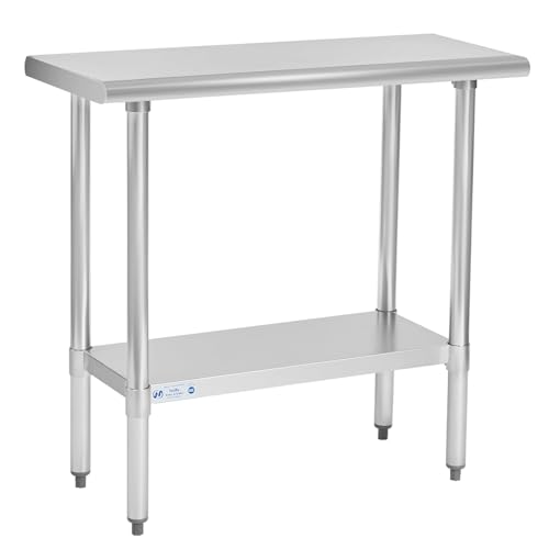 Hally Stainless Steel Table for Prep &amp; Work 18 x 36 Inches NSF Commercial
