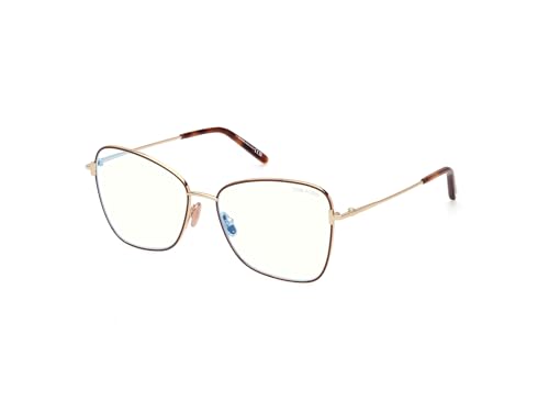 Image of Tom Ford Eyeglasses FT 5906 -B 046 Shiny Pale Gold, Matte Brown Enamel, t Logo