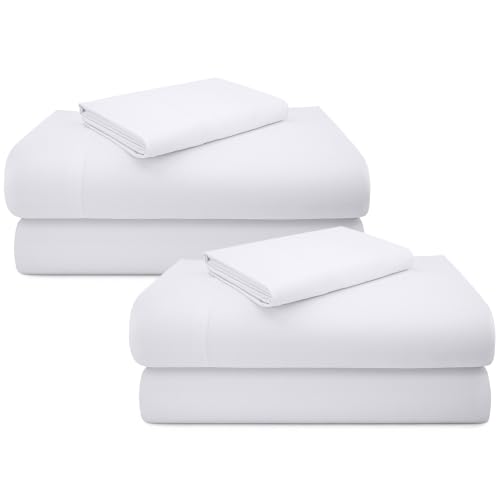 Image of California Design Den 2-Pack Twin XL Sheet Sets - Luxury 600 Thread Count Sateen, 100% Cotton Sheets Twin XL, Deep Pockets, Soft, Crisp and Durable Bedding - White
