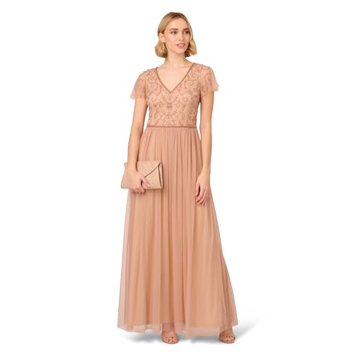 Papell Studio Women's Beaded Long Dress, Rose Gold, 14 by Adrianna Papell - Used condition - Image 3