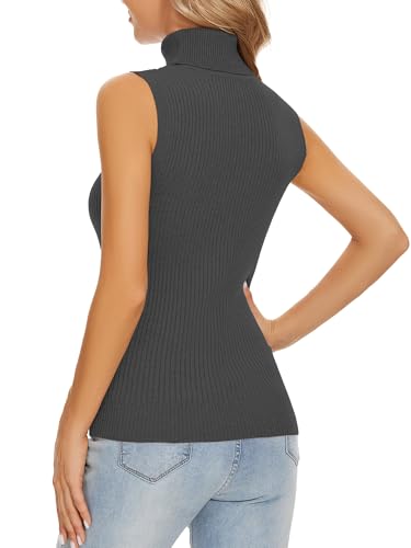 Image of Sleeveless Turtlenecks Tops for Women Slim Fit Knit Sleeveless Vest