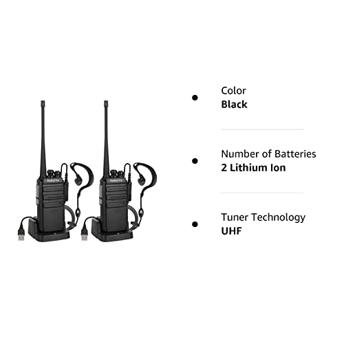 Radioddity Ga-2S Long Range Walkie Talkies For Adults Uhf Two Way Radio Rechargeable With Micro Usb Charging + Air Acoustic Earpiece With Mic, For School Retail Business (2 Pack) #TOP6