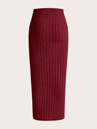 Women's 2025 Casual Maxi Long Skirts Ribbed Knit Pencil Skirt2