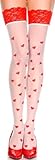ToBeInStyle Women's Two Toned Hearts Print Wide Top Thigh Hi Stocking