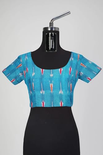 Image of Cotton Pochampally ikat unstitched blouse, Kurthi, long frock fabric material for women (1 meter, 2 meters & 3 meters)