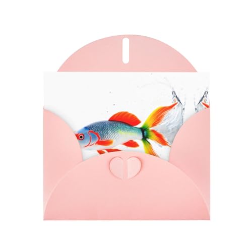 VVXBHGR Tarjeta de felicitación rosa con diseño de cheques en blanco y perlas, hermoso bloque de notas en blanco, impresiones de koi de colores