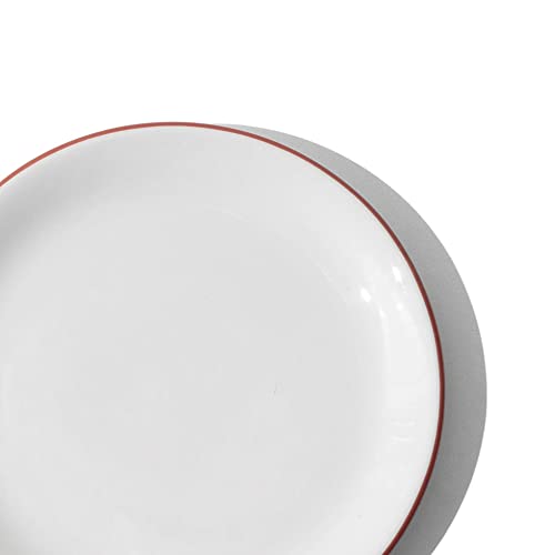 Made In Cookware - Set Of 4 - Bread And Butter Plates - White With Red Rim - Porcelain England #TOP3
