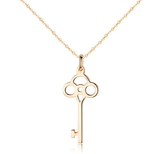Colliers pour femmes collier clé pendentif 18" ras de cou or rose 18K