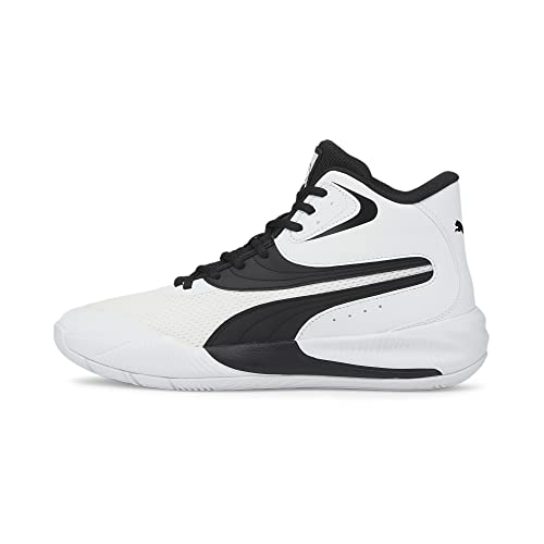 PUMA Men's Triple Mid Basketball Sneaker, White Black, 13