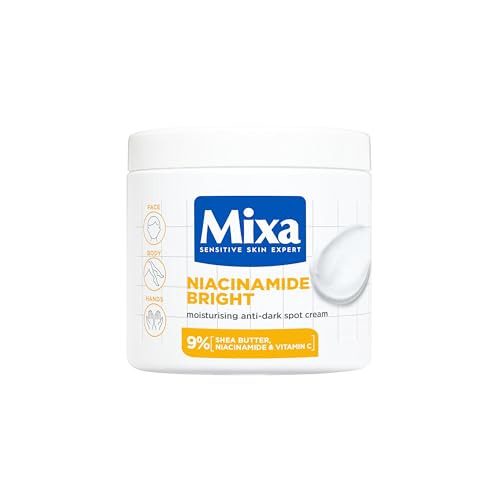Mixa Cream Niacinamide Bright Moisturizing Anti-Dark Spot Cream Body Care Dark Spot Corrector for Uneven Tone with 9% Niacinamide Shea Butter & Vitamin C 400ml