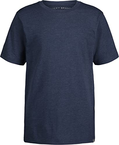 Image of Lucky Brand Boys' Short Sleeve Key Solid Crew Neck T-Shirt, French Navy, 18-20