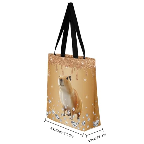 Animals Theme Canvas Tote Bag,Diamond Sequin Fluid Art Aesthetic Shoulder Handbags for Shopping Gym3