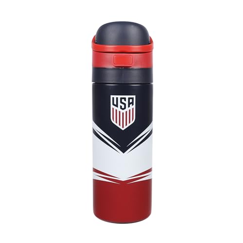 Image of US Soccer Logo Tribal Crest 24 Oz Blue Stainless Steel Water Bottle