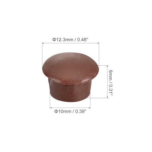 Image of uxcell 200Pcs Screw Hole Plugs, 10mm(3 /8 inch) Dia Plastic Snap in Shelf Button Flush Type Caps for Furniture Cabinet Cupboard, Red Brown