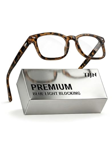 Image of TIJN Premium Blue Light Blocking Glasses for Women Men Computer Gaming Use | Square TR90 Frame Nerd Eyeglasses Anti Blue Ray with Red, Orange, Clear Lens for Computer, Phone, TV and Evening Screen Use