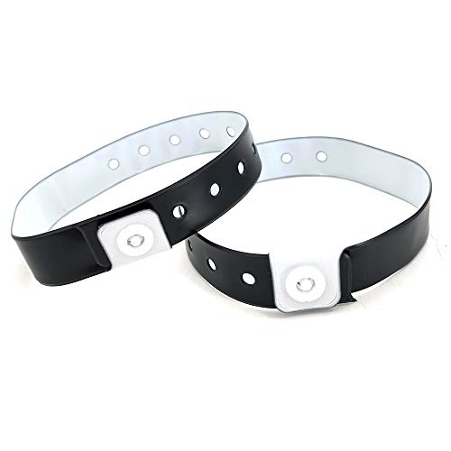 Lote de 100 pulseras plástico/vinilo para eventos  personalizable e impermeable, color Negro