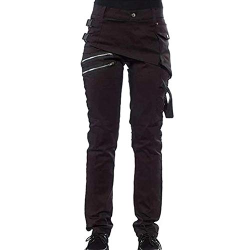 ECOSWAY Femme à la Mode Gothique Pantalon, Steampunk Loisirs Pantalon, Style Rock Pantalon - Noir, 2XL Cover