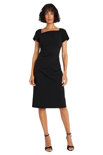 Maggy London Women's Asymmetric Neck Crepe Sheath Workwear Office Career Desk to Dinner Event Occasion Guest of