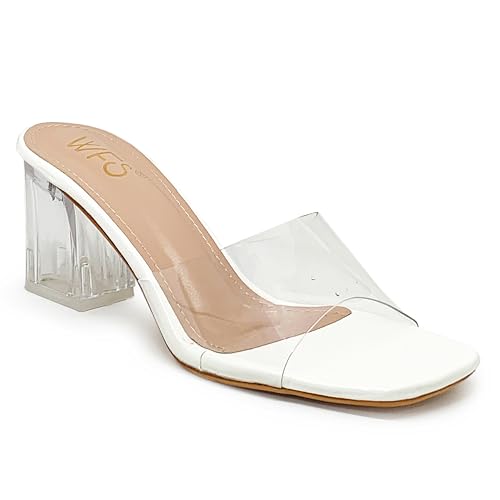 Image of WFS Women's Transparent Strap 2.5 Inch Block Heel Sandal