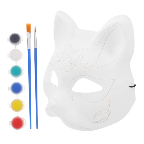 PRETYZOOM 1 Conjunto de máscara pintada à mão máscara catrina meias de animais máscara sem pintar gato em máscara de máscara para mulheres