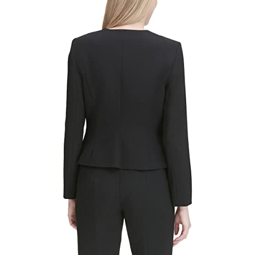Calvin Klein Womens Collarless Zip Front Collarless Blazer Black 62