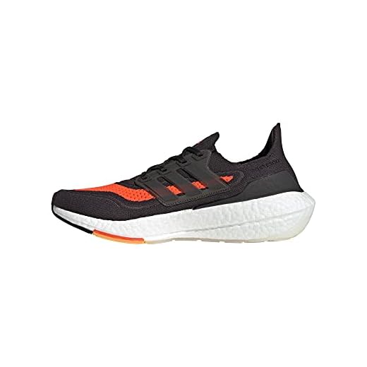 adidas Men's Ultraboost-21 Trail Running Shoe, Carbon/Black/Solar Red, 9.5