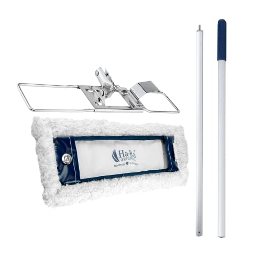Ha-Ra Set Bodenexpress 42 cm aus Edelstahl & Boden-Faser Nano Gold Igel I robuster Boden-Wischer zur Reinigung für Böden & Wände I wendiger Wischmop mit rutschfestem Griff & teilbarem Stiel
