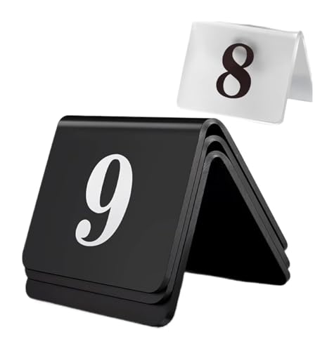 Numéros de table tente en acrylique noir et transparent pour mariages de 1 à 10