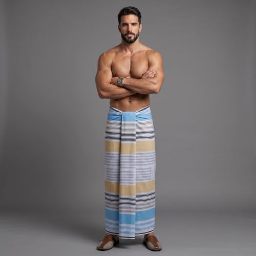 Image of Men's Cotton Lungi | Soft Breathable Wrap Around Lungi | Comfortable Daily & Home Wear for Men