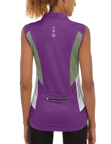 Image of Little Donkey Andy Women's Half Zip Breathable Cycling Vests Reflective Sleeveless Jerseys Shirts Golf 4 Rear Pockets