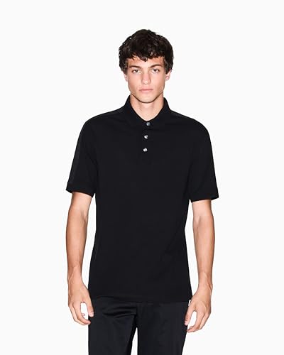 Polo Armani Exchange para hombre, corte regular, con logo en cinta vertical en mangas miniatura 3