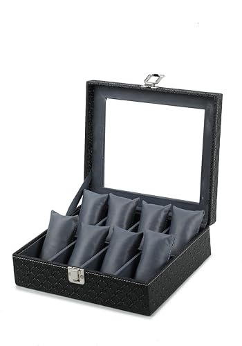 Image of STORESHINE Unisex 8 Slots Watch Organiser Box Black and Grey