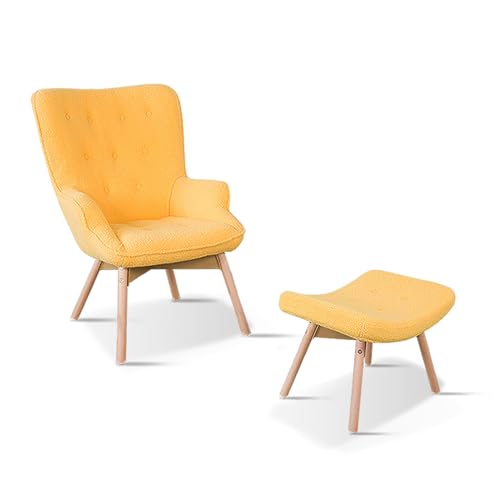 Designetsamaison Fauteuil scandinave Jaune Bouclette - Stockholm