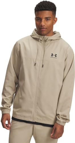 Image of Under Armour Men's Rival Woven Windbreaker, (299) City Khaki/Black/Black, XS