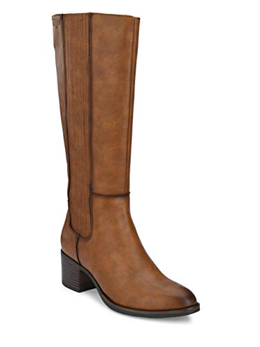 Image of Delize Tan Womens Mid Heel Knee Boots