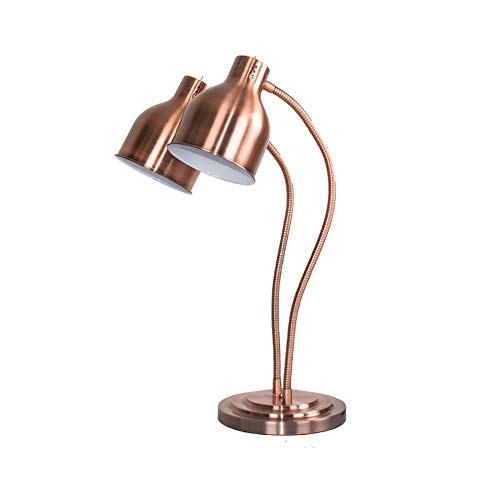ZXT Food Warming lamp Single/Double Bulbs Buffet Display Heating Preservation Light,Commercial Portable W250 Heat Lamp (Color : Copper, Size : Double Head)