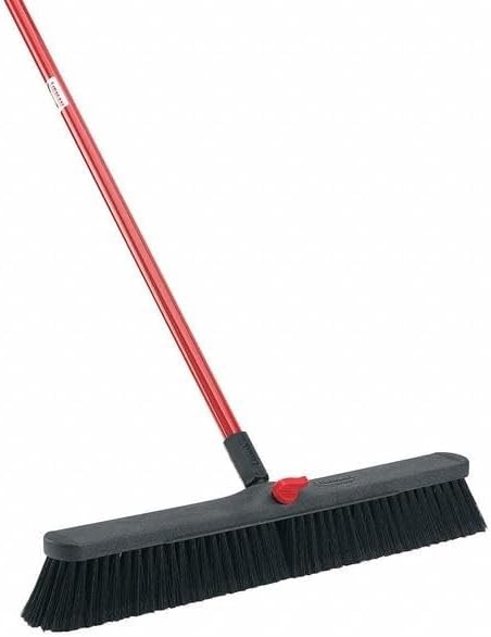 24 in Sweep Face Smooth Surface Push Broom, 3 in Bristle, 60 in L Red Handle, Mfr: 801-A