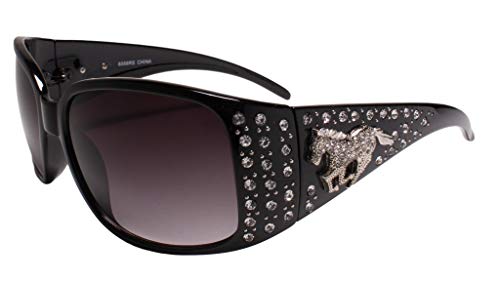 Horse Emblem Rhinestone Western Rustic Bling Cowgirl Style Sunglasses