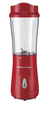 Image of Hamilton Beach Portable Blender for Shakes and Smoothies, 14 Oz BPA Free Travel Cup & Lid, Durable Stainless Steel Blades, Personal Smoothie Blender, Red (51101RV) (Pack of 4)