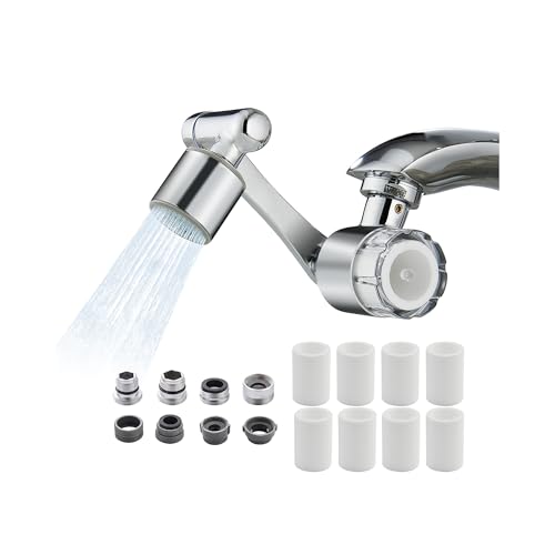 YYKBZ Water Filter For Sink Faucet Extender,1080° Swivel Aerator,2 Modes Spray Sink Water Filter,Brass Faucet Mount Purifier System For Kitchen/Bathroom/Toddlers,Multiple Adapters With 9pcs Filters