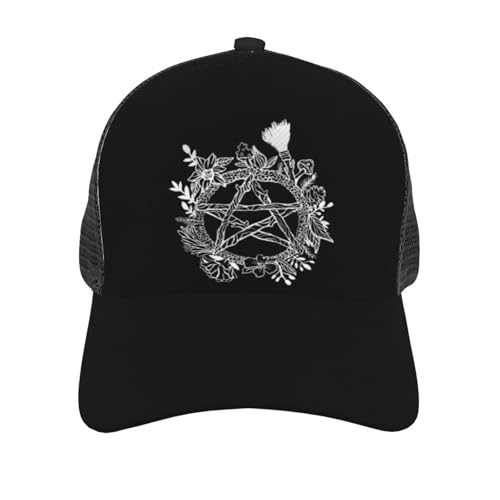Goth Pentacle Wreath Wicca Witch Pagan Mesh Baseball Cap - Classic Adjustable Peaked Cap, Trucker Hat for Men and Women2