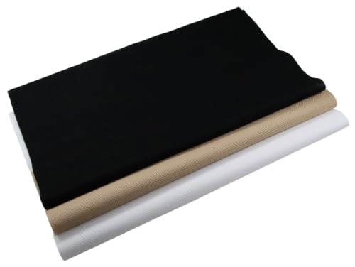 Image of KCS 3 pc of 15 inch x 18 inch(38cmx45cm) 16 Count Cross Stitch Cotton Aida Cloth Needlework Rolled Fabric Box,16CT,White+Khaki+Black