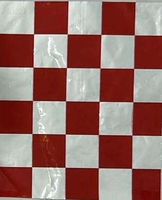 Red, Blue, and Gold Printed Checks, 1,000 pack Cushion Foil Sandwich Wraps, 10.5" x 13" (Red)