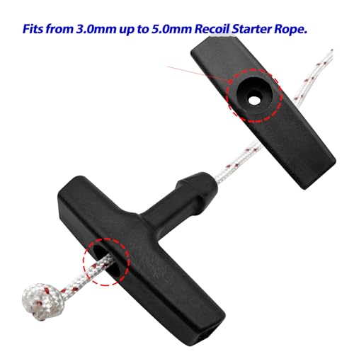 LiteTour Seilzug-Starter-Seil-Set, 2 schwarze Griffe, 10 m, 3,5 mm, Starterschnur, kompatibel mit Homelite, Craftsman Poulan für Kettensägen, Rasenmäher, Trimmer, Generatoren