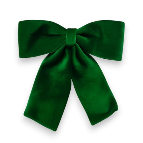 Fiocco di Natale in velluto Verde Scuro imbottito decorazione Puntale Albero di Natale fuori porta Coccarda Ghirlanda addobbo natalizio (60 cm)