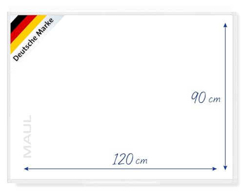 MAUL Whiteboard 90 x 120 cm MAULprimo | Magnettafel inkl. Ablageschale für Marker | Magnethaftend beschriftbar und trocken abwischbar | Montage in Quer- und Hochformat | Weiß