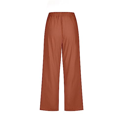 Capri Pants for Women Knee Length Summer High Waisted Straight Leg Linen Pants Loose Fit Casual Vacation Outfits w/Pockets4