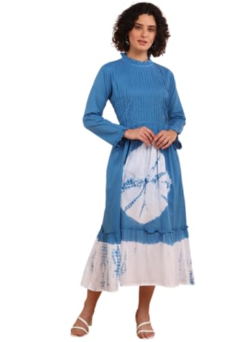 Image of Maaesa Women Floral Cotton Flared Dress