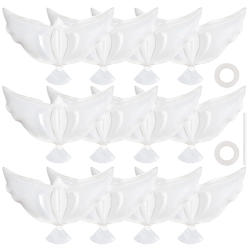 12 Pcs Peace Dove Balloons 41 Inch Large Foil Memorial Balloon to Release in Sky Condolence Funeral Balloons Pigeon Shape Balloon for Wedding Engagement Ceremonies Party Decorations