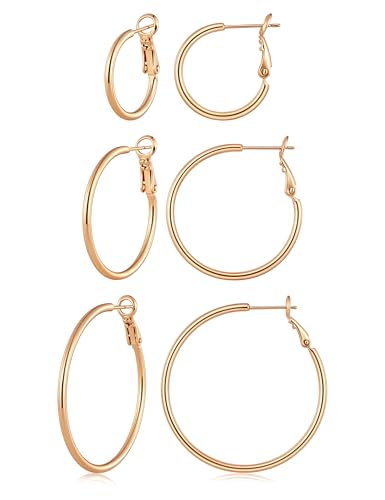 Image of Gacimy Gold Hoop Earrings for Women, 14K Gold Plated Thin Hoops